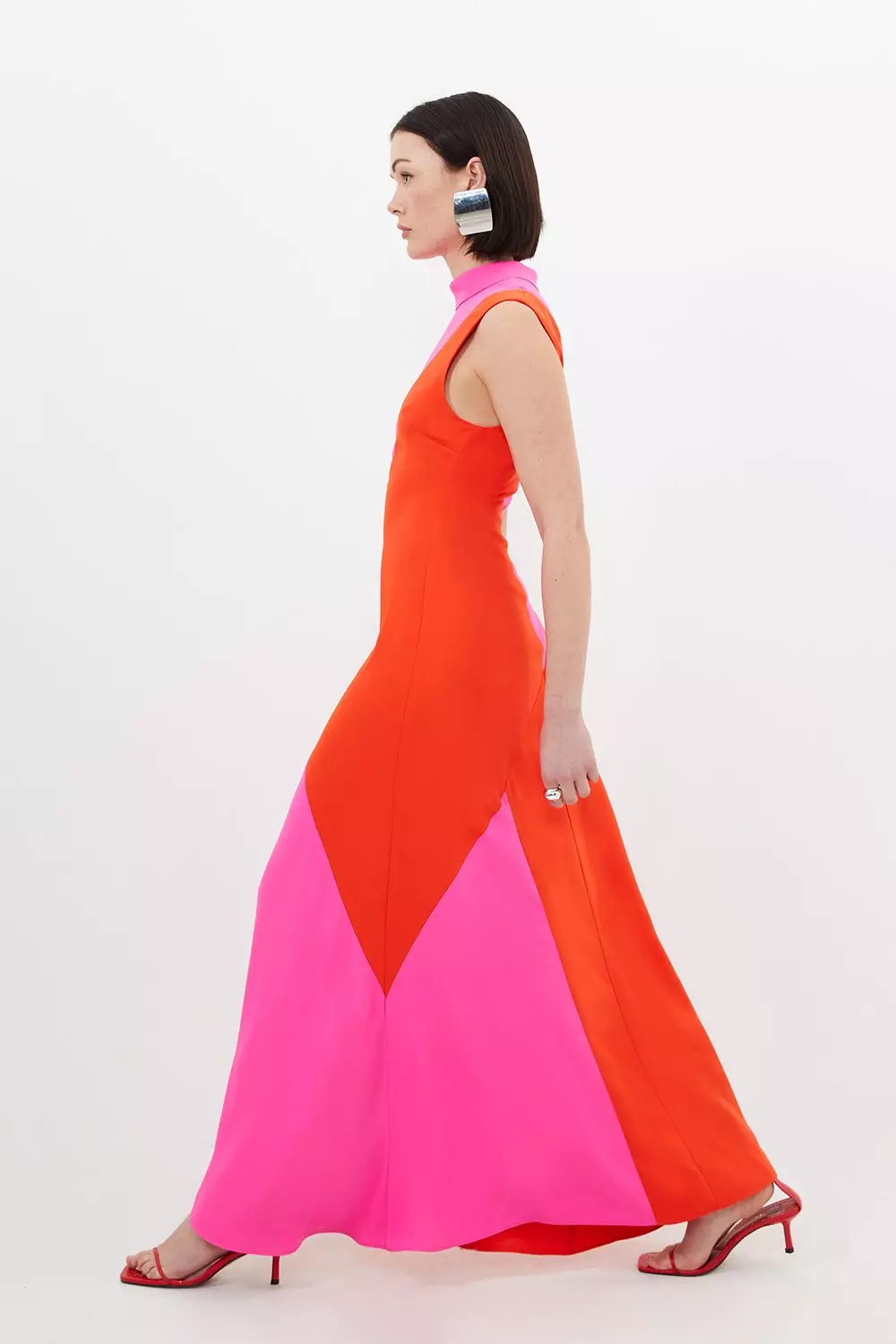 国内発!関税込*KAREN MILLEN*ストレッチカラーブロックドレス Soft Tailored Color Block Panel High Neck Midi Dress | Karen